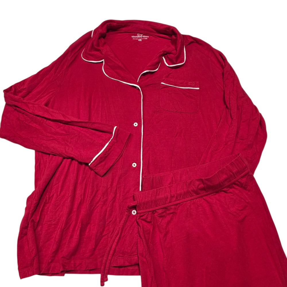 Vineyard Vines Womens Red Pajama Set Sleepwear Top Pants Lounge XXL Modal